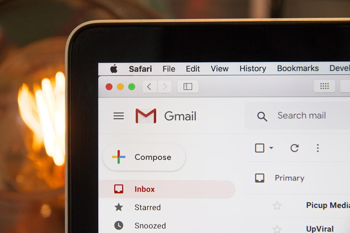 Email enquiry compose window on a laptop